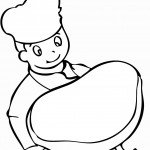 דף צביעה טבח מחזיק בידו בצק לפיצה