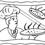 דף צביעה טבח מגיש פיצה חמה