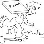 דף צביעה שליח פיצה על גלגיליות