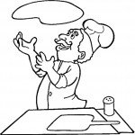 דף צביעה טבח מכין בצק לפיצה