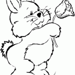 דף צביעה ארנב מחזיק פרח