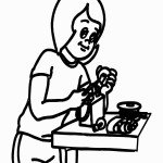 דף צביעה ילדה מבצעת ניסוי מדעי