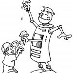 דף צביעה רובוט שולף גביע גלידה לילד