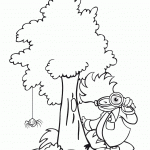 דף צביעה ילד בוחן את העץ בזכוכית מגדלת 2