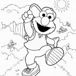 דף צביעה אלמו מטייל ביום שמש