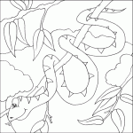 דף צביעה נחש על ענף