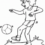 דף צביעה ילדה בועטת בכדור