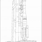 דף צביעה חללית בעמדת השיגור