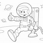 דף צביעה ילד אסטרונאוט בחלל 10