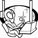 דף צביעה חייזר נוהג בחללית