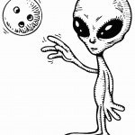 דף צביעה חייזר משחק בכדור חייזרי