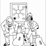 דף צביעה בלש עם שק דולרים