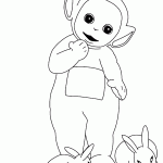 דף צביעה הטלטאבית לה-לה עם ארנבים