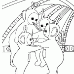 דף צביעה הטלטאביז ליד ביתם