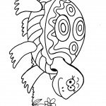 דף צביעה צב מחייך לפרח