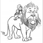דף צביעה דורותי רוכבת על האריה דף צביעה דורותי רוכבת על האריה