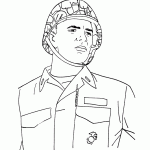דף צביעה חייל עם קסדה