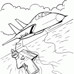 דף צביעה מטוס ממריא ממנחת אוניה