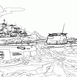 דף צביעה ספינת מלחמה בסערה