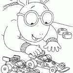 דף צביעה ארתור משחק במכוניות