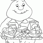 דף צביעה בינקי מחזיק מגש עם אוכל