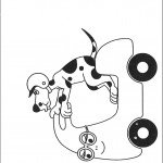 דף צביעה הכלב רוכב על אופנוע