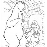 דף צביעה הדוב פוגש במכשפה