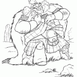 דף צביעה המלך פרגוס עם הילדים