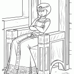 דף צביעה מרידה יושבת כעוסה בכיסא המלכות