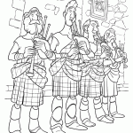 דף צביעה הסקוטים מנגנים בחמת חלילים