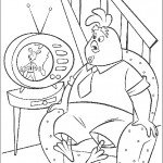 דף צביעה אבא של צ'יקן ליטל צופה בטלוויזיה