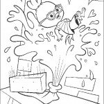 דף צביעה צינור משפריץ מים על צ'יקן ליטל