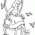 דף צביעה סינדרלה מודדת את הנעל