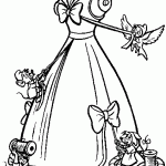 דף צביעה העכברים מכינים את שמלת סינדרלה