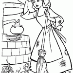 דף צביעה העכברים עוזרים לסינדרלה בניקיון