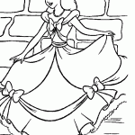 דף צביעה סינדרלה בשמלת הנשף