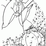 דף צביעה הפייה הטובה מכשפת את הדלעת