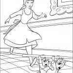 דף צביעה סינדרלה בורחת בעקבות העכברים