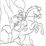 דף צביעה סינדרלה על הסוס הדוהר