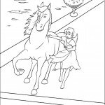 דף צביעה סינדרלה בצד הסוס הדוהר