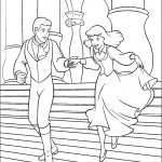 דף צביעה סינדרלה והנסיך רצים במדרגות