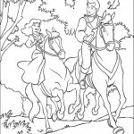 דף צביעה הנסיך וסינדרלה רוכבים על סוסים