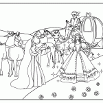 דף צביעה סינדרלה מגיעה לנשף