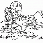 דף צביעה ילד משחק במערבל ודחפור