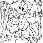 דף צביעה דונלד דאק תולה כביסה