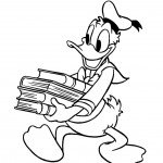 דף צביעה דונלד דאק סוחב ערימת ספרים