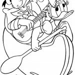 דף צביעה דונלד ודייזי חותרים ושרים