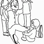 דף צביעה סבא משתעשע עם נכדיו