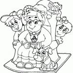 דף צביעה סבתא, נכדים ובעלי חיים