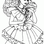 דף צביעה שמלה בעיטור לבבות דף צביעה שמלה בעיטור לבבות